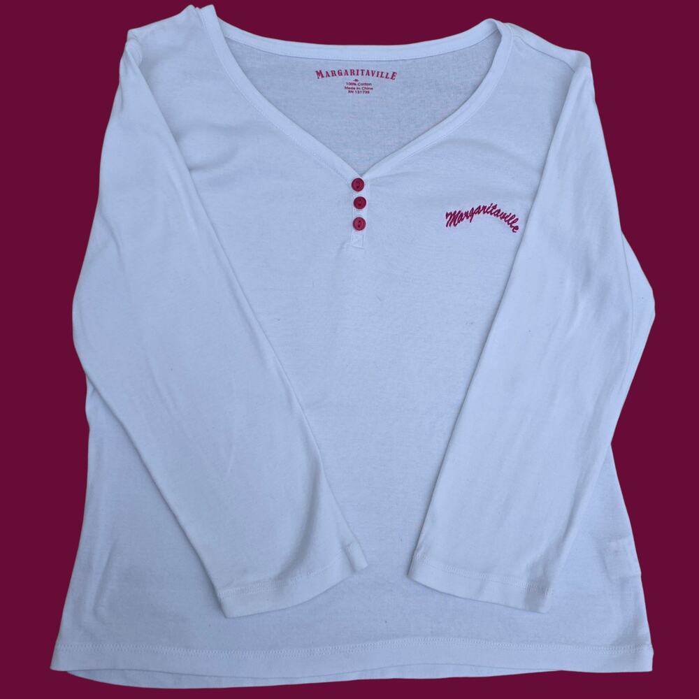 Margaritaville 100% Cotton Womens Top White Pink Size M Coquette
